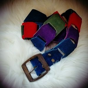 multi colored suede belt